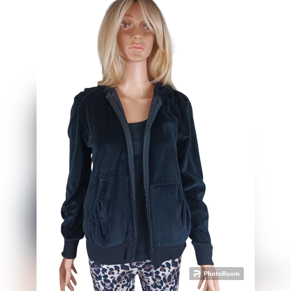 Black, zipper front, hoodie jacket